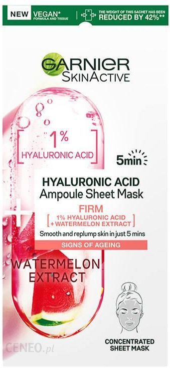 Garnier SkinActive Ampoule Hyaluronic Acid + Watermelon Maska w płachcie 15 g