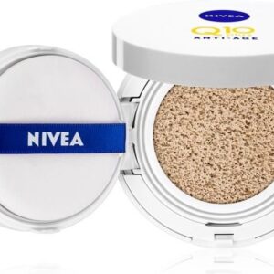 Nivea Q10 Plus Anti Age Nawilżający Podkład W Gąbce Wypełniający Zmarszczki Odcień 02 Dark 15 g