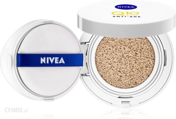 Nivea Q10 Plus Anti Age Nawilżający Podkład W Gąbce Wypełniający Zmarszczki Odcień 02 Dark 15 g