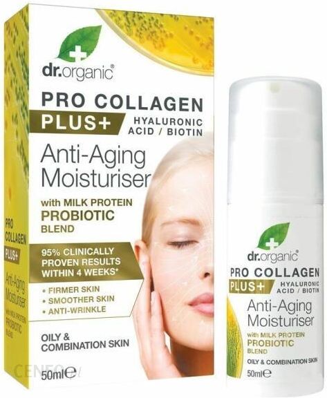 Probiotyczny Krem ​​Przeciwzmarszczkowy Do Twarzy Dr Organic Pro Collagen Plus+ Anti Aging Moisturiser With Probiotic 50 ml