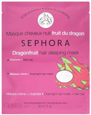 SEPHORA COLLECTION Maska na noc do włosów Hair sleeping mask Dragon Fruit Maska rozświetlająca 30ml + 1 czepek