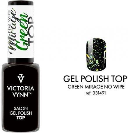 Victoria Vynn Gel Polish Top Green Mirage No Wipe (Bez Przemywania) 8Ml (Top Hybrydowy Z Opalizującymi Płatkami)