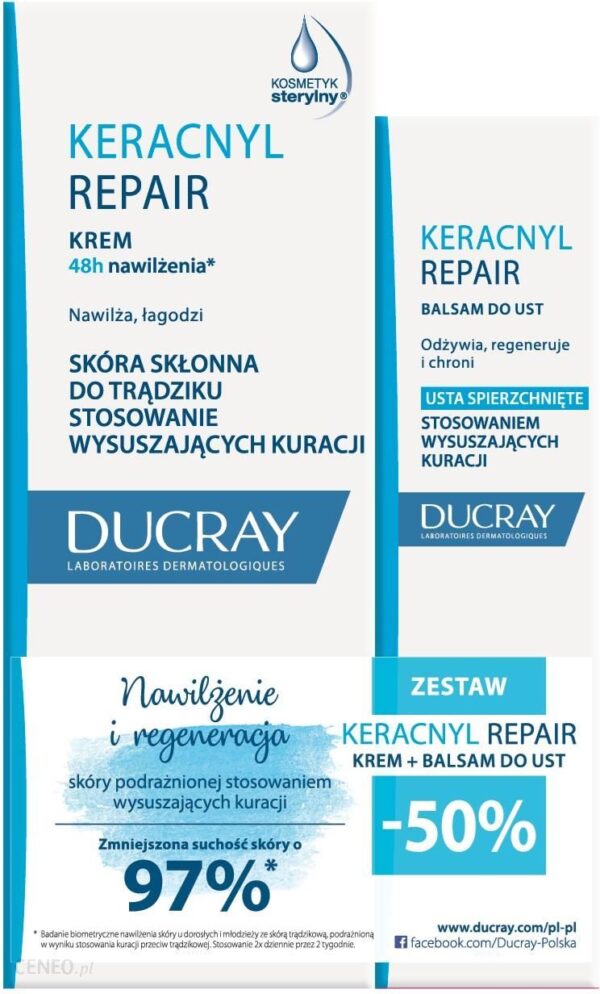 Zestaw KERACNYL Repair krem 50ml + KERACNYL Repair Balsam do ust 15ml